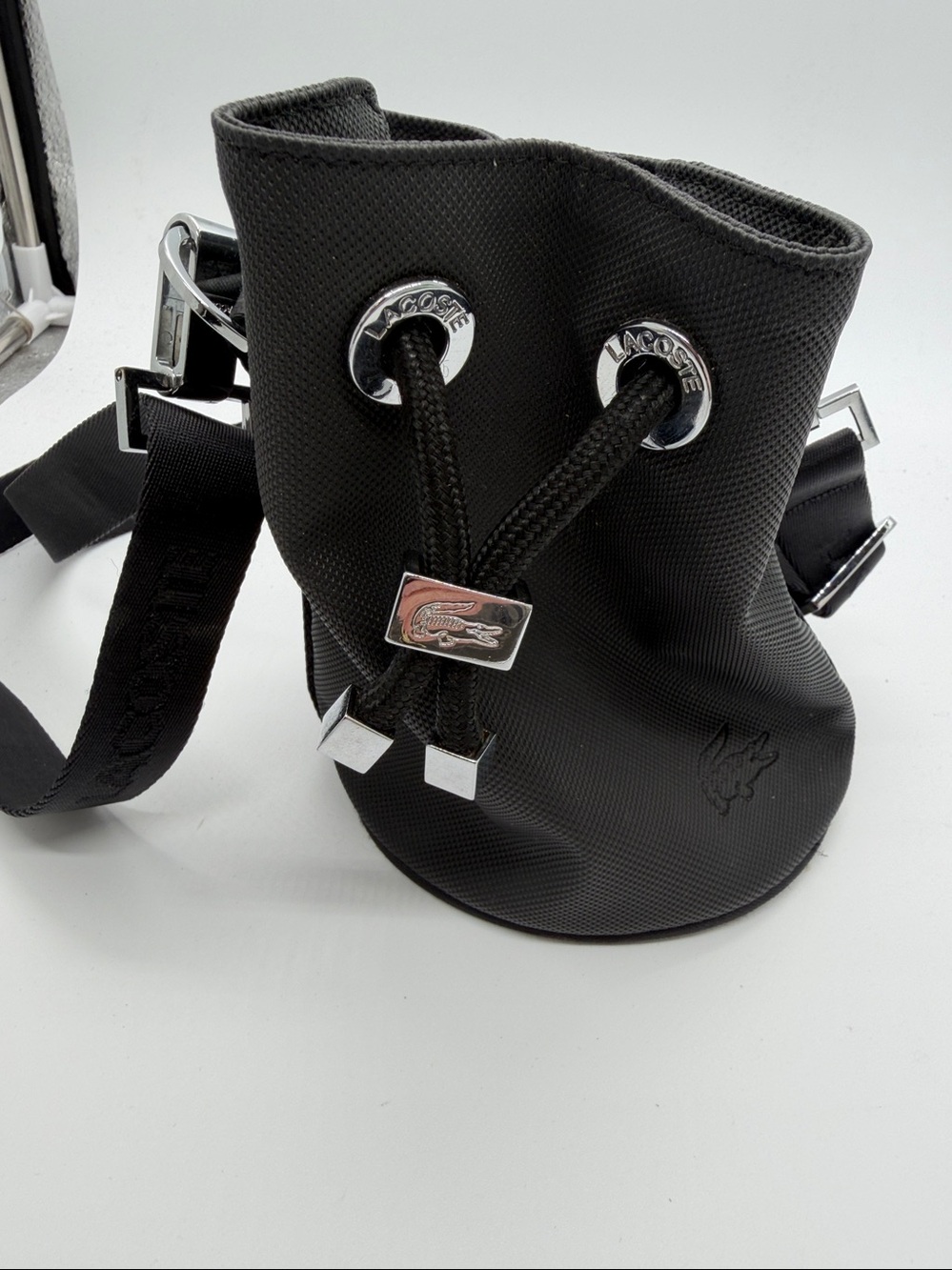 Lacoste Black Drawstring‎ Mini Bucket Crossbody